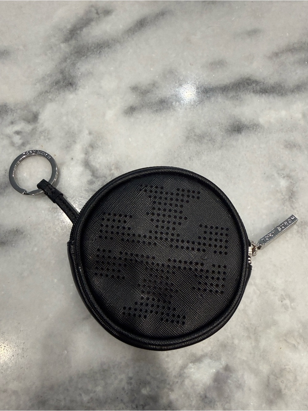 TORY BURCH Black Round Key Pouch